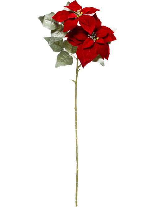 Branche Poinsettia 2 têtes 75 cm - Kiabi