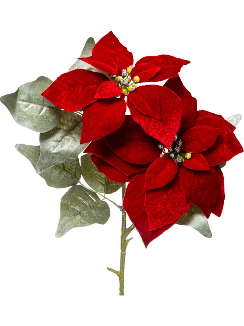 Branche Poinsettia 2 têtes 75 cm - Kiabi