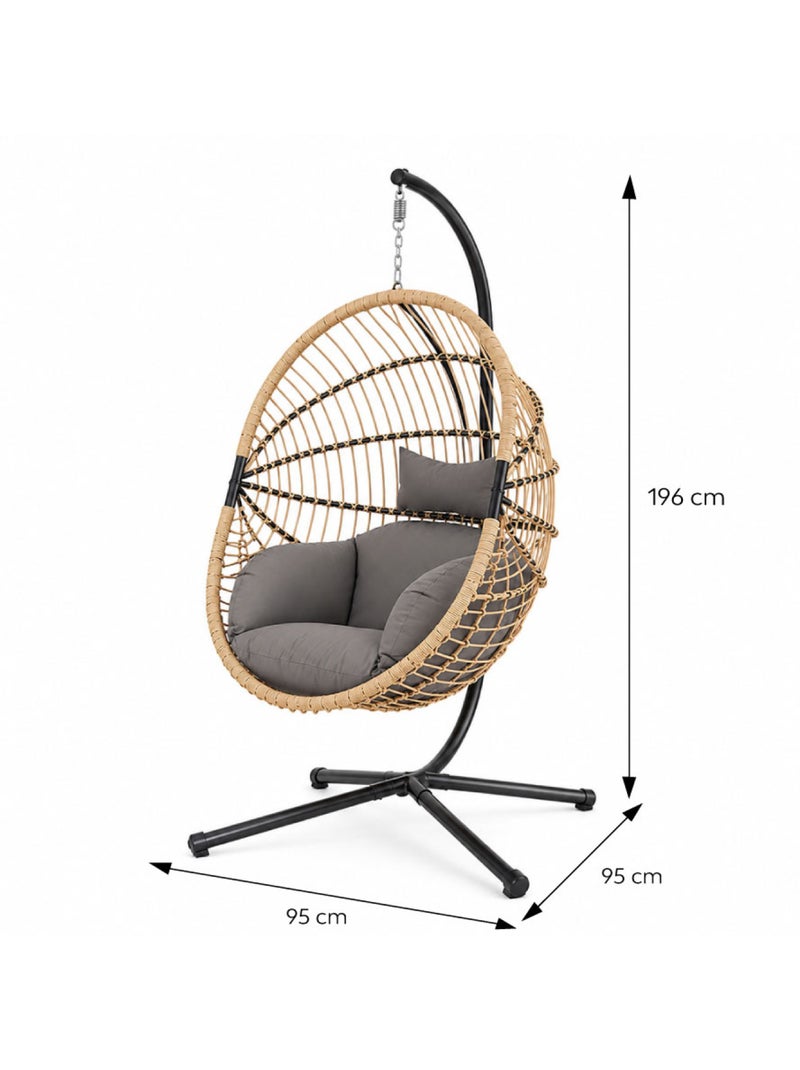 BRASILIA Fauteuil suspendu effet rotin avec coussin gris Noir - Kiabi