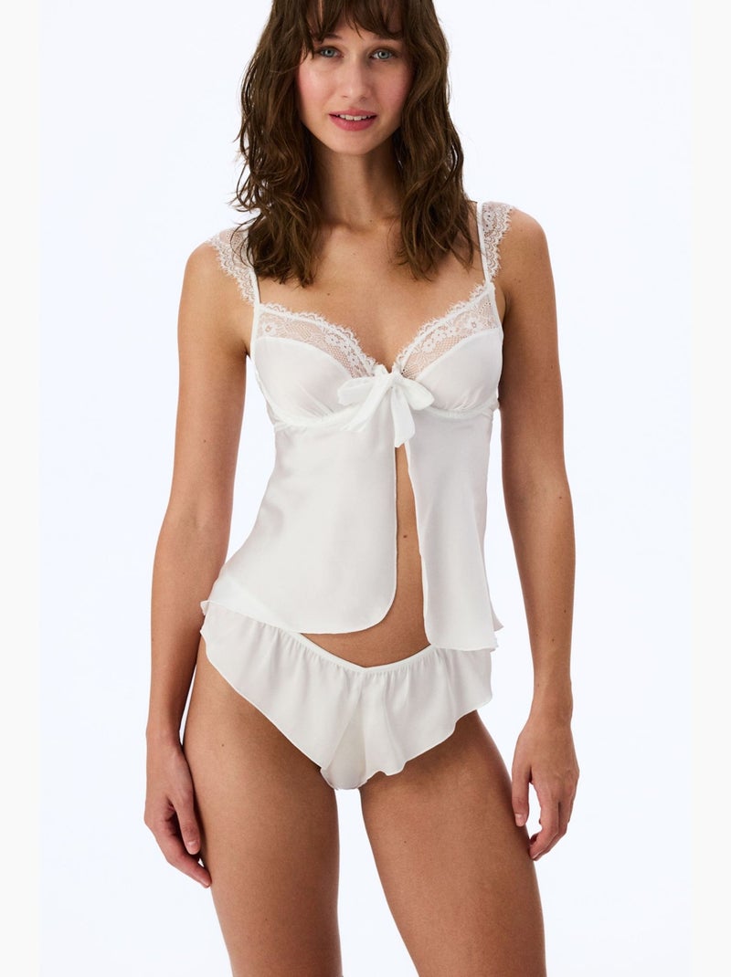 Brassière à armatures fleurie effet déchiré penti Blanc - Kiabi