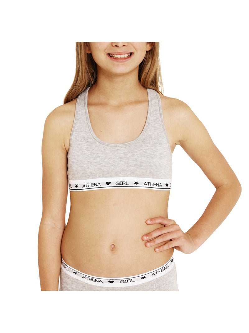 Brassière à coques amovibles fille Coton Ultra Doux Girl by Athena Gris chiné - Kiabi
