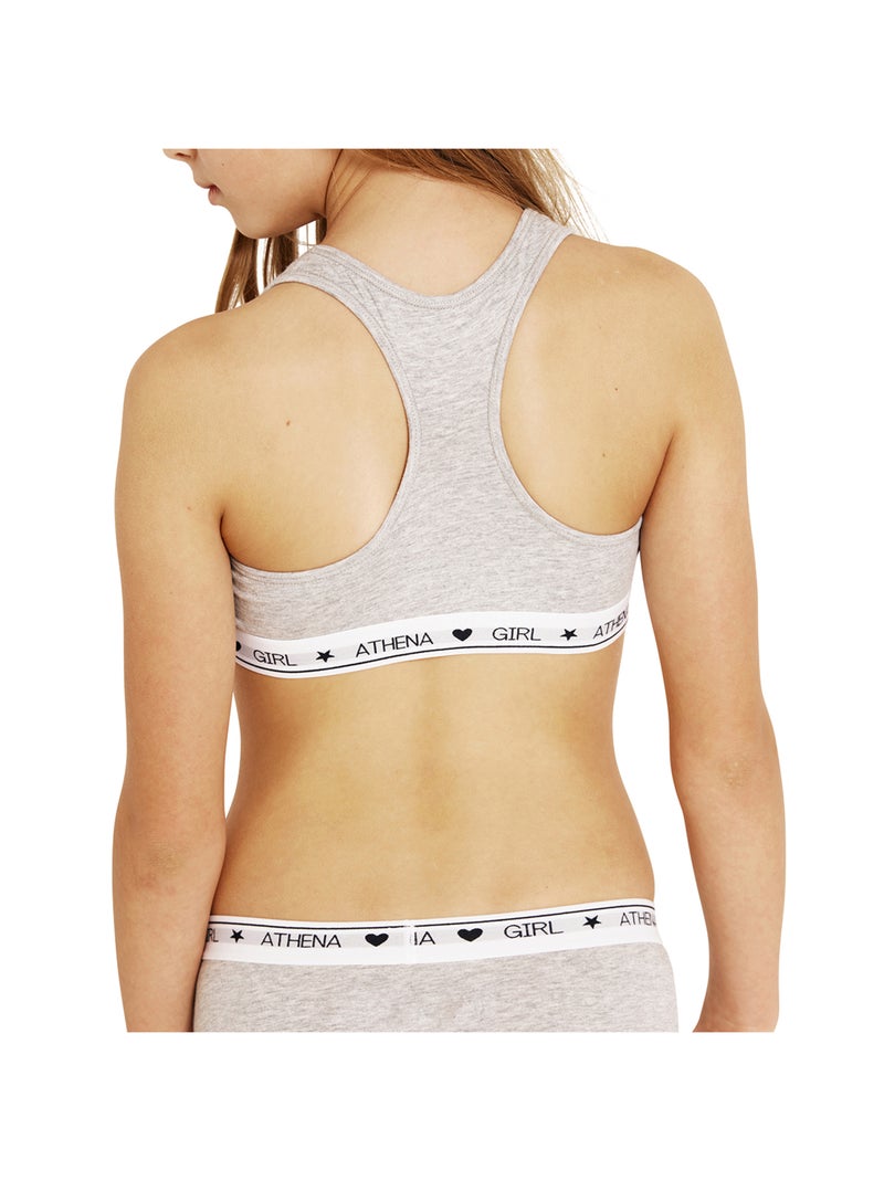 Brassière à coques amovibles fille Coton Ultra Doux Girl by Athena Gris chiné - Kiabi