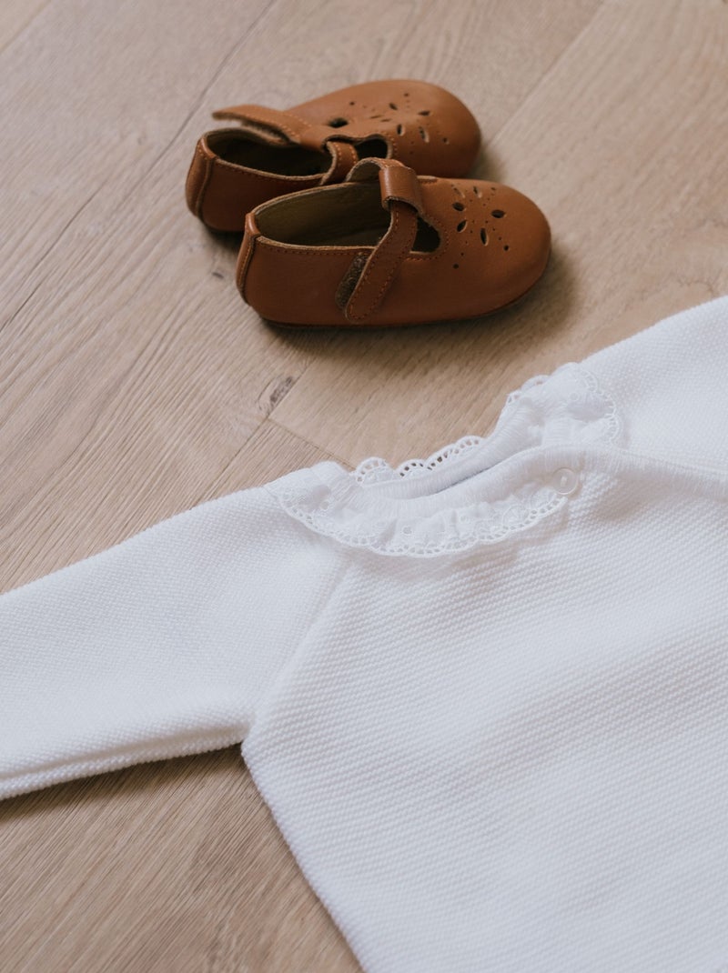 Brassière bébé avec col brodé Blanc - Kiabi