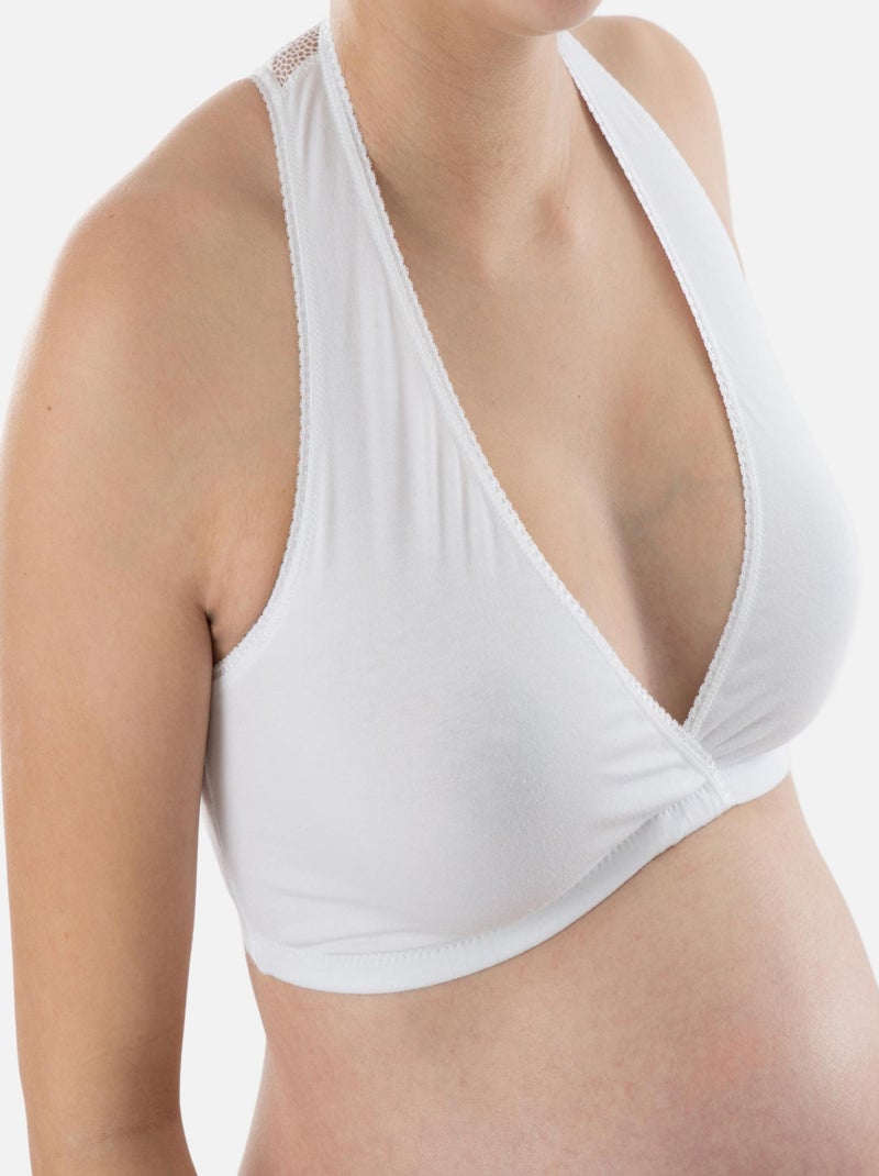 Brassière de nuit de maternité avec dentelle 'Bogema' Blanc - Kiabi