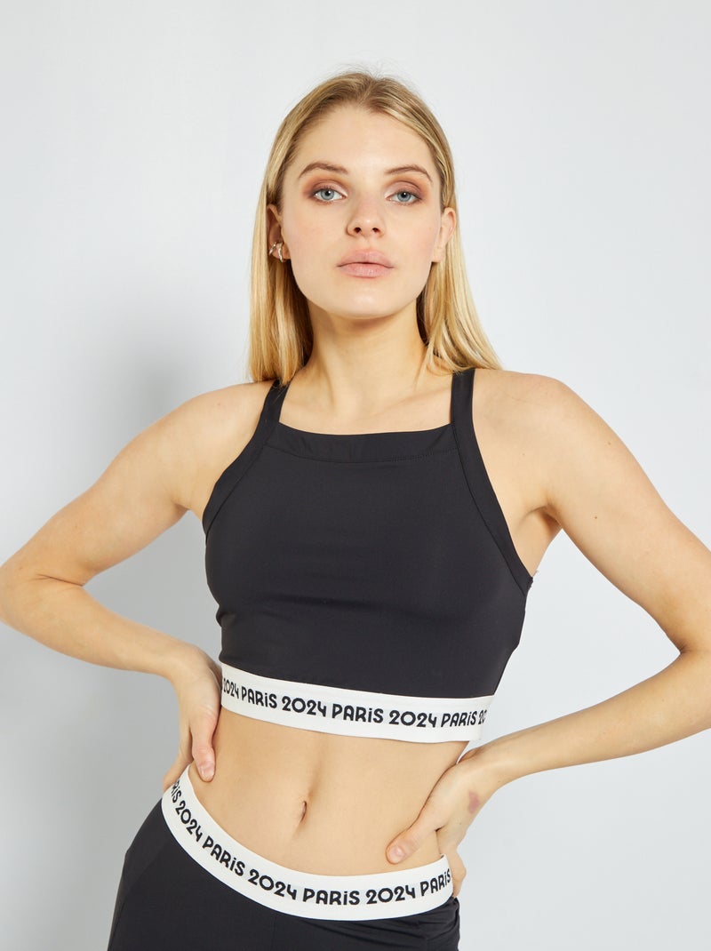 Brassière de sport - Paris 2024 Noir/blanc - Kiabi