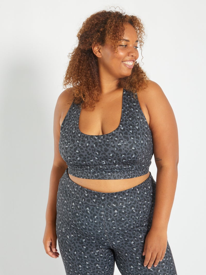 Brassière de sport avec imprimé Gris - Kiabi