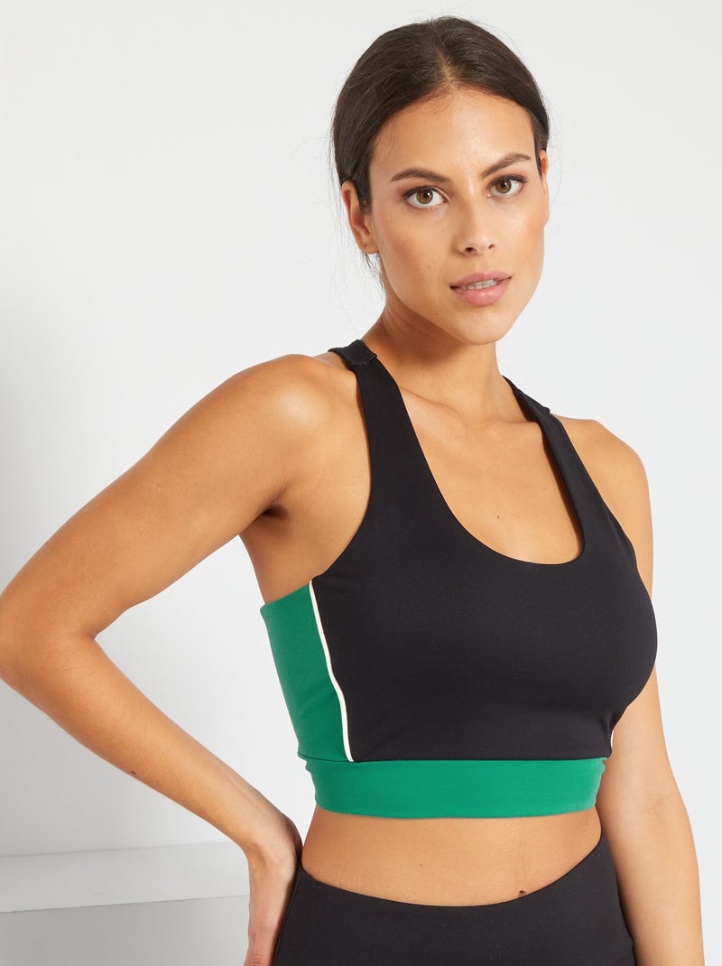 Brassière de sport 'color-block' Noir - Kiabi