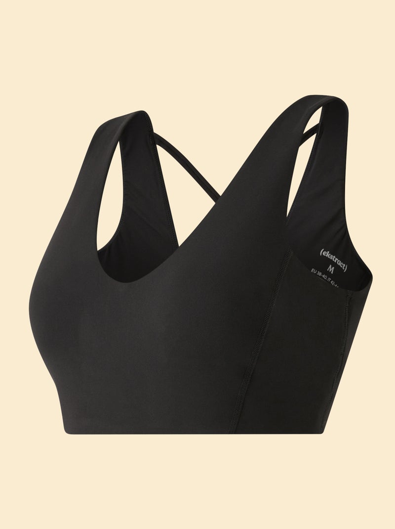Brassière de sport croisée au dos maintien moyen - (ekstract) Noir - Kiabi
