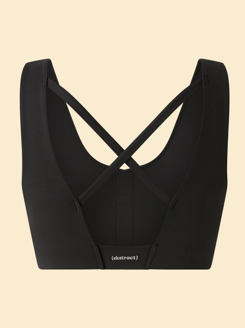 Brassière de sport croisée au dos maintien moyen - (ekstract) Noir - Kiabi