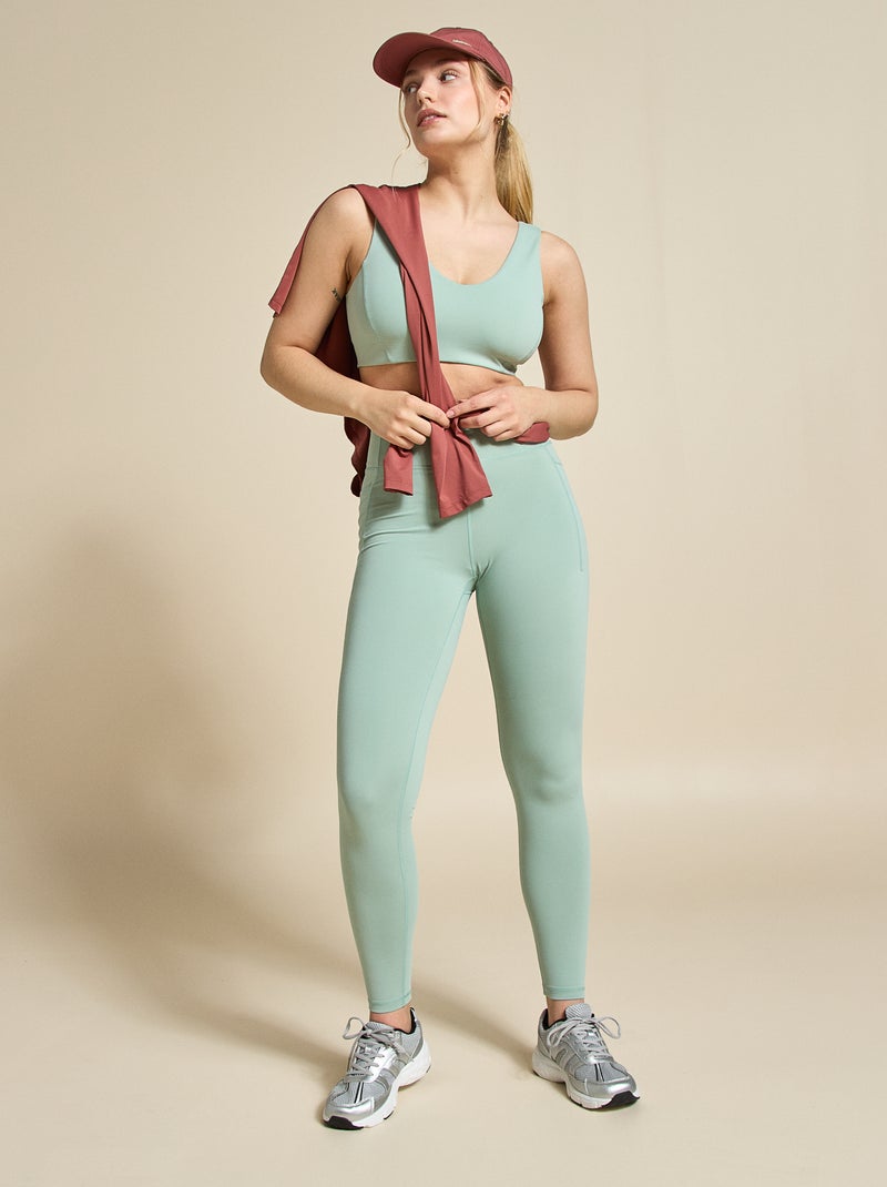Brassière de sport croisée au dos maintien moyen - (ekstract) Vert - Kiabi