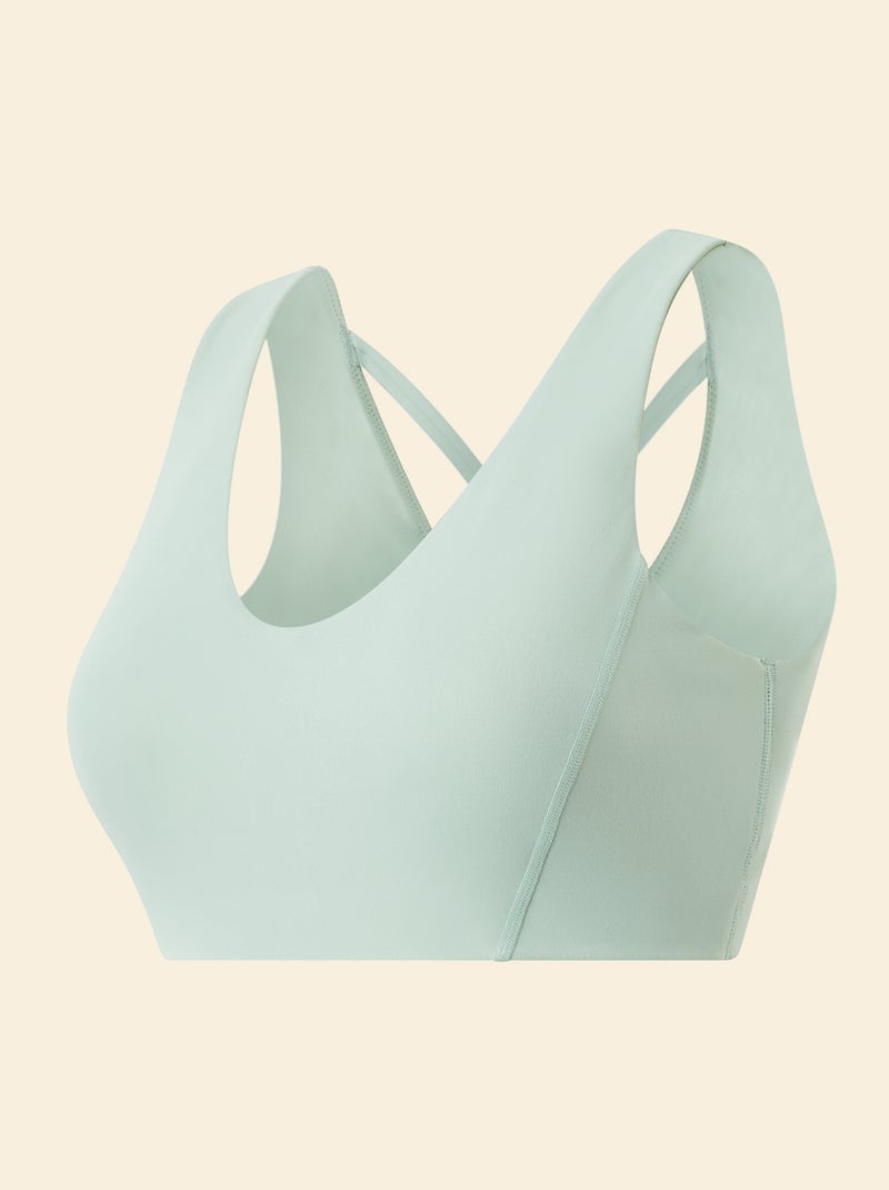 Brassière de sport croisée au dos maintien moyen - (ekstract) Vert - Kiabi