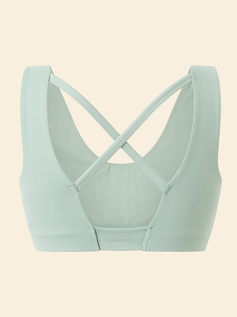 Brassière de sport croisée au dos maintien moyen - (ekstract) Vert - Kiabi