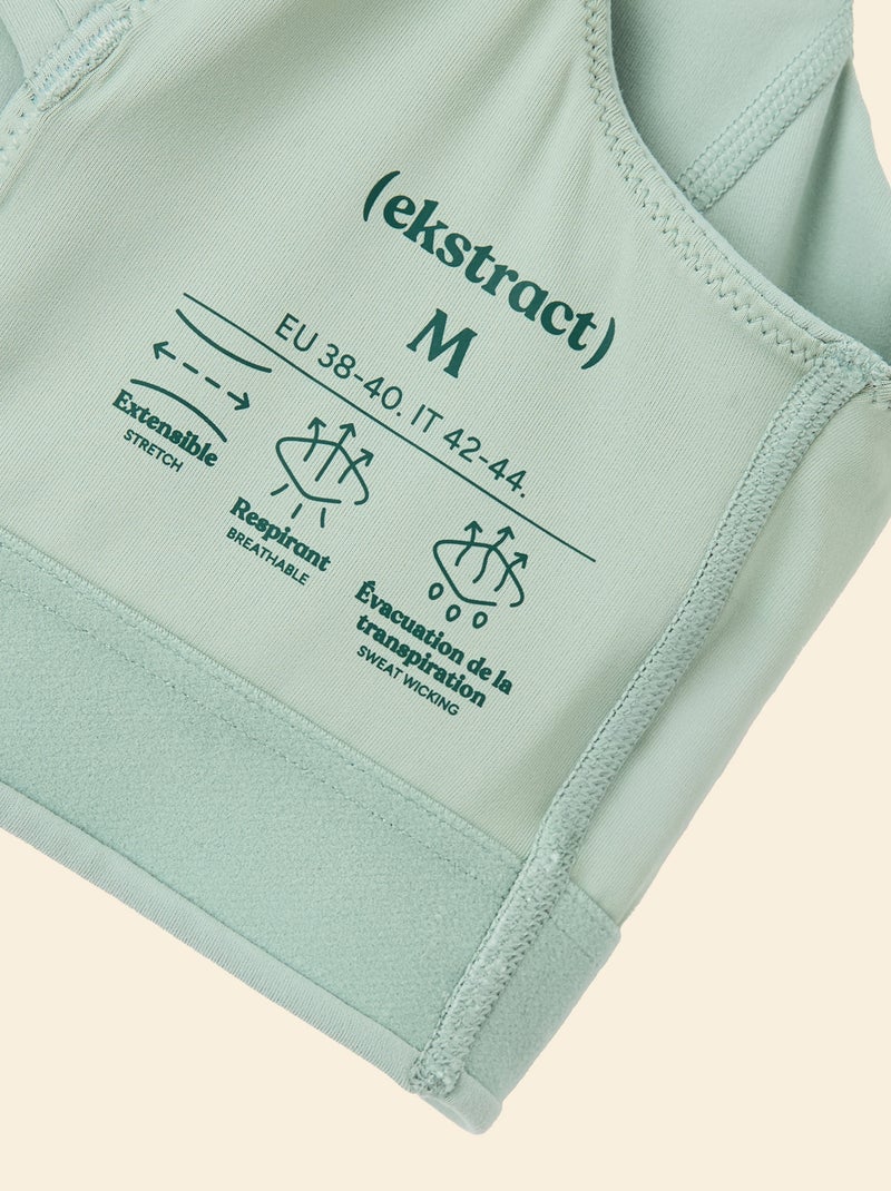 Brassière de sport croisée au dos maintien moyen - (ekstract) Vert - Kiabi