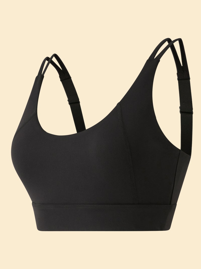 Brassière de sport effet twisté au dos maintien fort - (ekstract) Noir - Kiabi