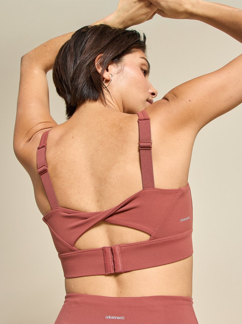 Brassière de sport effet twisté au dos maintien fort - (ekstract) Terracotta - Kiabi