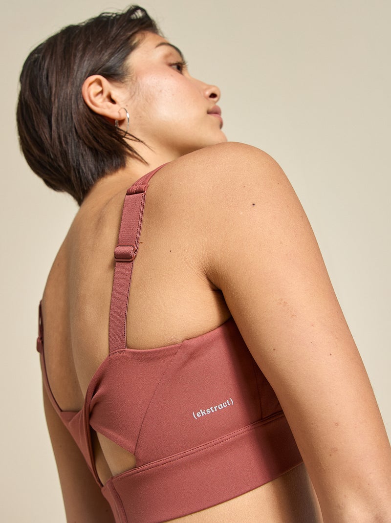 Brassière de sport effet twisté au dos maintien fort - (ekstract) Terracotta - Kiabi