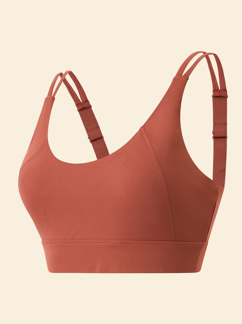 Brassière de sport effet twisté au dos maintien fort - (ekstract) Terracotta - Kiabi