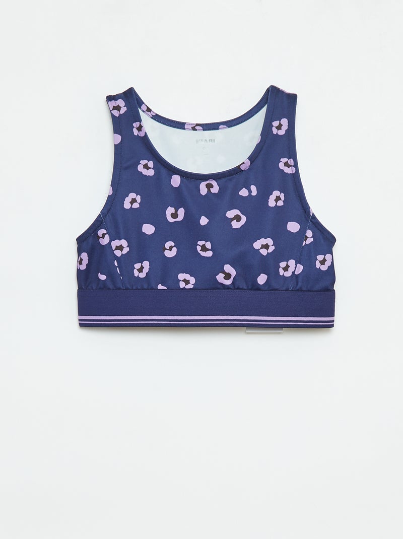 Brassière de sport  en matière stretch Bleu - Kiabi