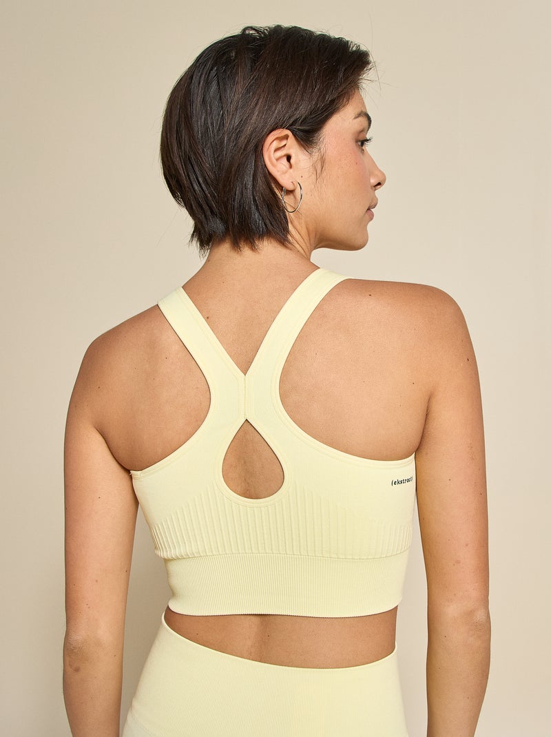 Brassière de sport en rib maintient léger - (ekstract) Jaune - Kiabi