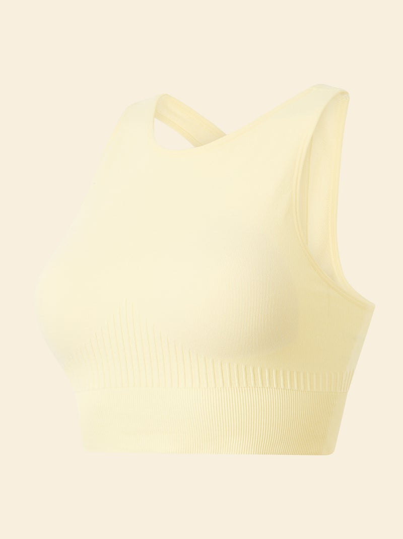 Brassière de sport en rib maintient léger - (ekstract) Jaune - Kiabi