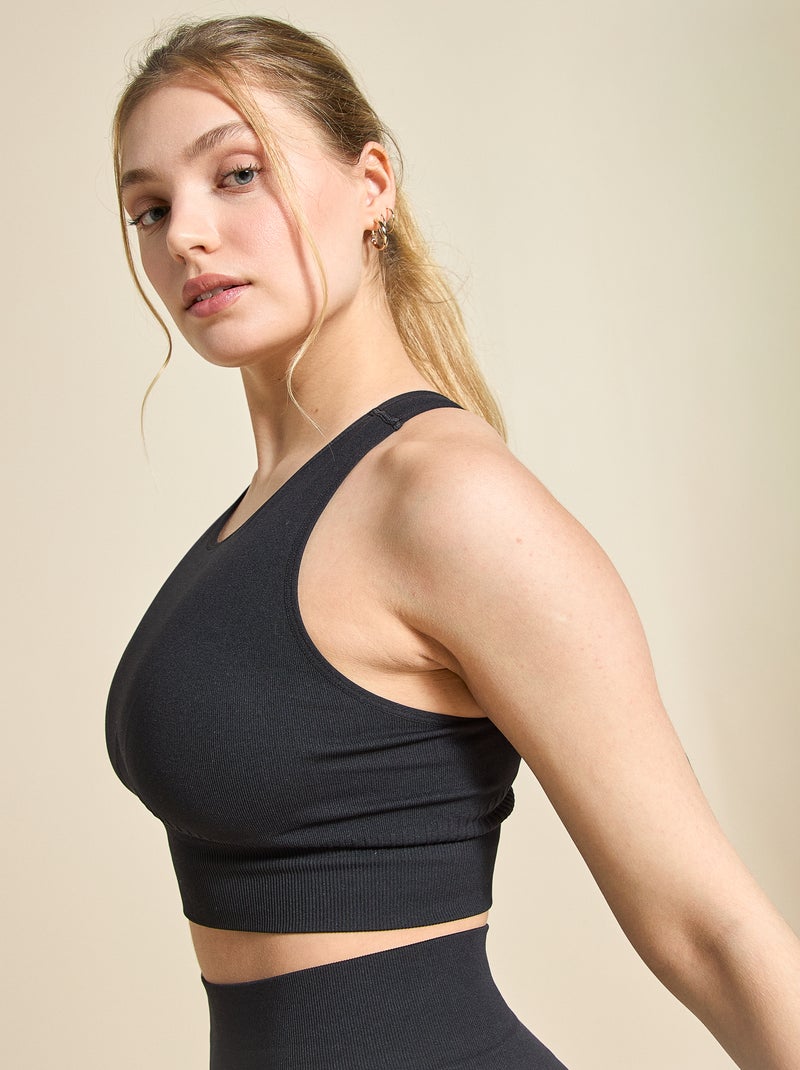 Brassière de sport en rib maintient léger - (ekstract) Noir - Kiabi