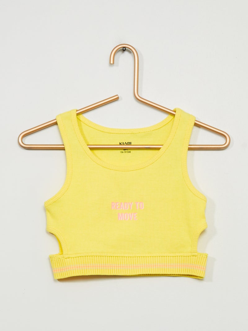 Brassière de sport fantaisie et ajourée Jaune - Kiabi