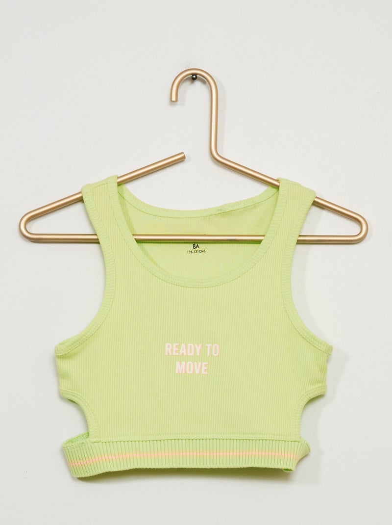 Brassière de sport fantaisie et ajourée Vert - Kiabi
