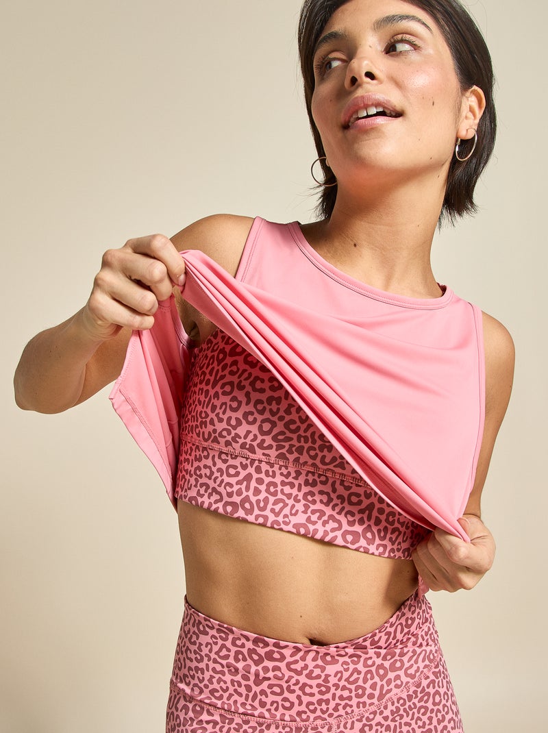 Brassière de sport imprimé léopard maintien léger - (ekstract) Rose - Kiabi