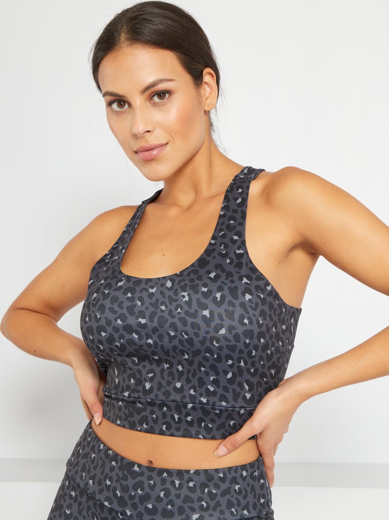 Brassière de sport 'léopard' Gris foncé - Kiabi