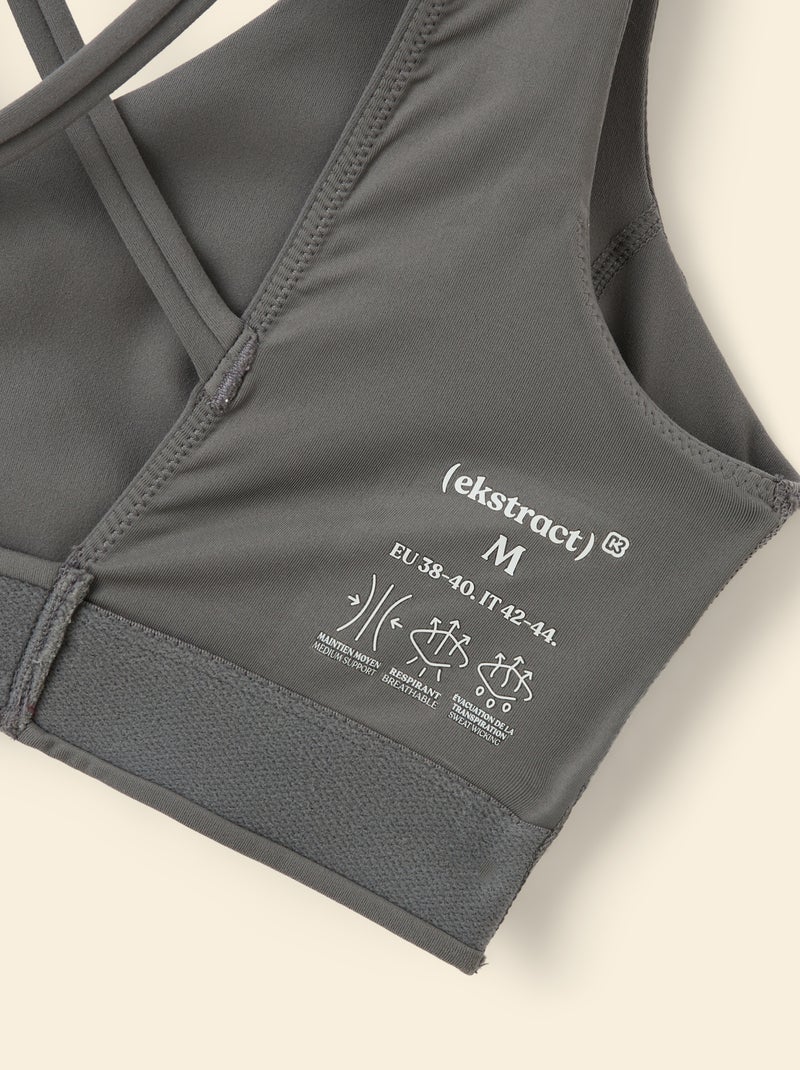 Brassière de sport maintien moyen - (ekstract) Gris - Kiabi