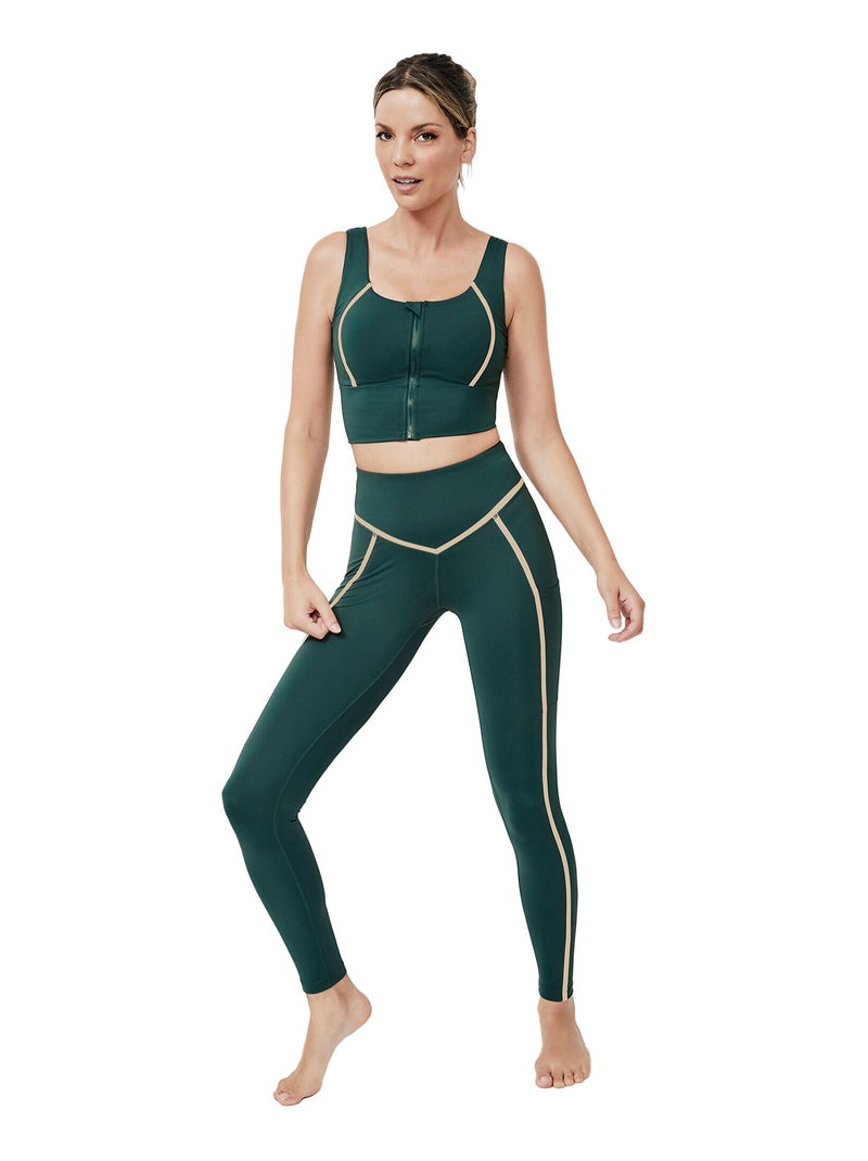 Brassière de sport ouverture frontale st7 Vert - Kiabi