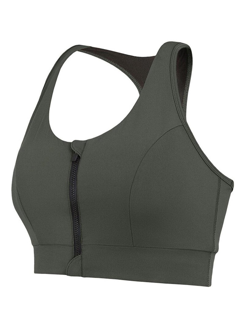 Brassière de sport zippée Tech ST5 Vert - Kiabi