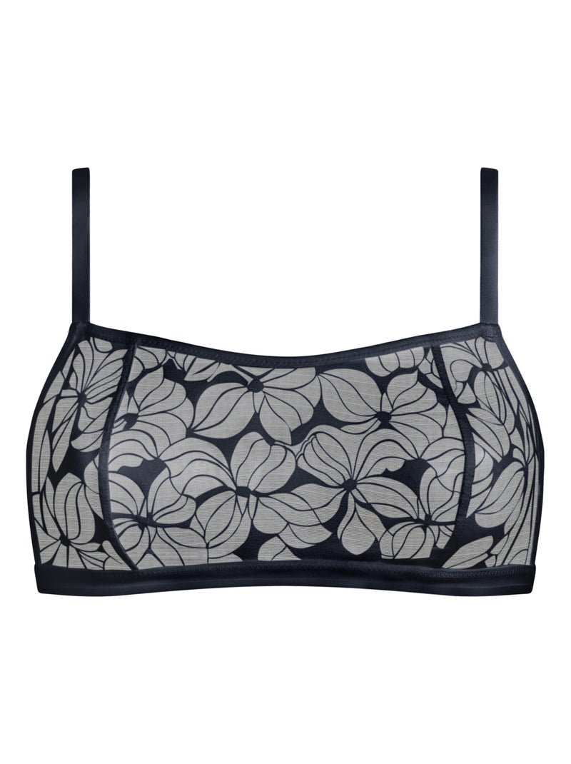 Brassière dentelle sans armatures Bloom Bleu nuit - Kiabi