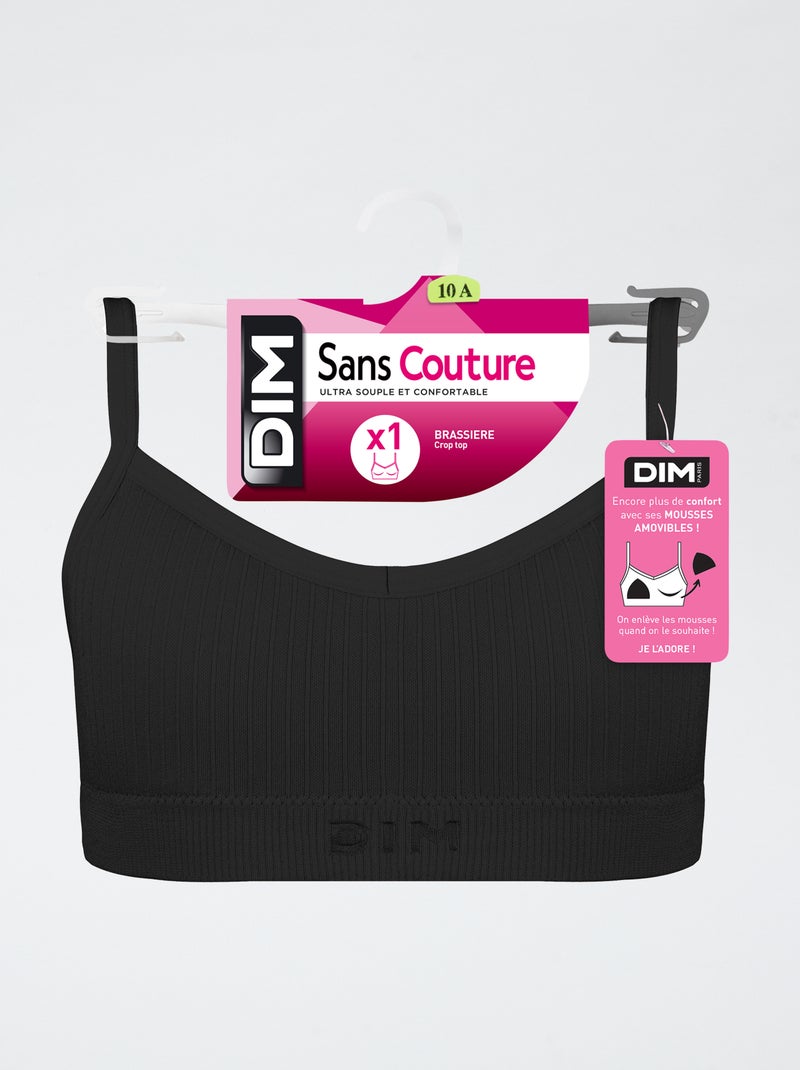 Brassière DIM sans couture en coton uni Noir - Kiabi