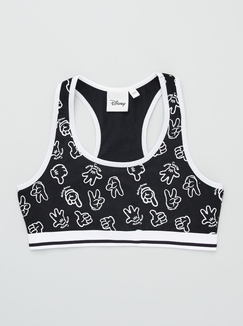 Brassière 'Disney' en coton noir - Kiabi