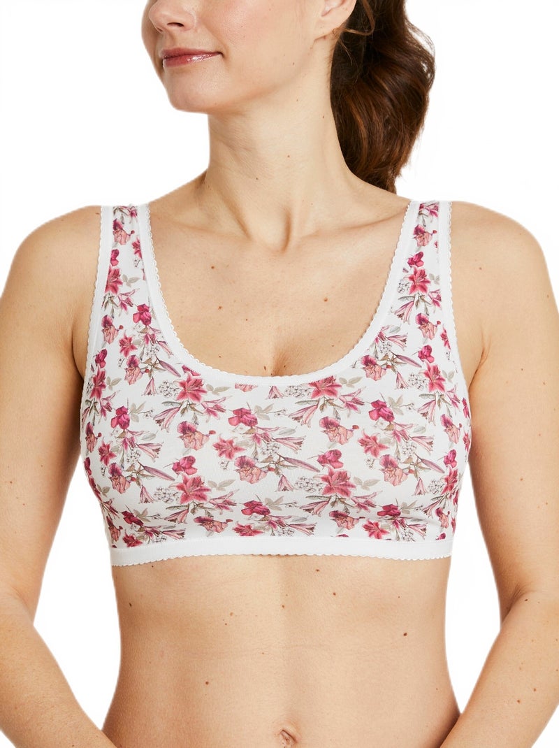 Brassière en coton extensible Rouge - Kiabi