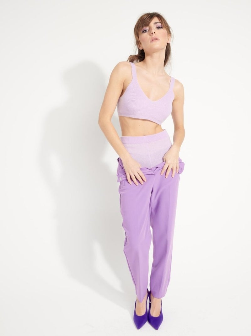 Brassière femme 100% cachemire - AVA 7 Mauve lilas - Kiabi