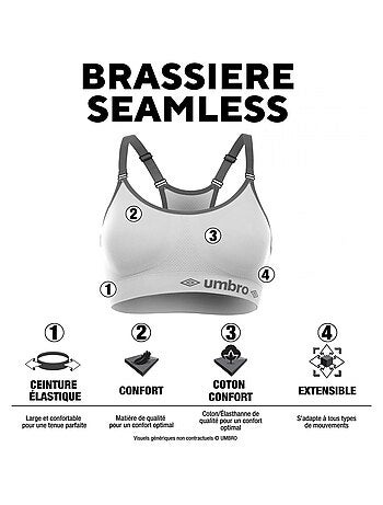 Brassière femme sans couture Noir Umbro