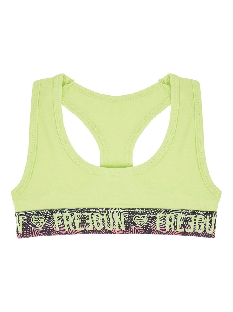 Brassière fille en coton bio avec ceinture sublimation Freegun Vert - Kiabi