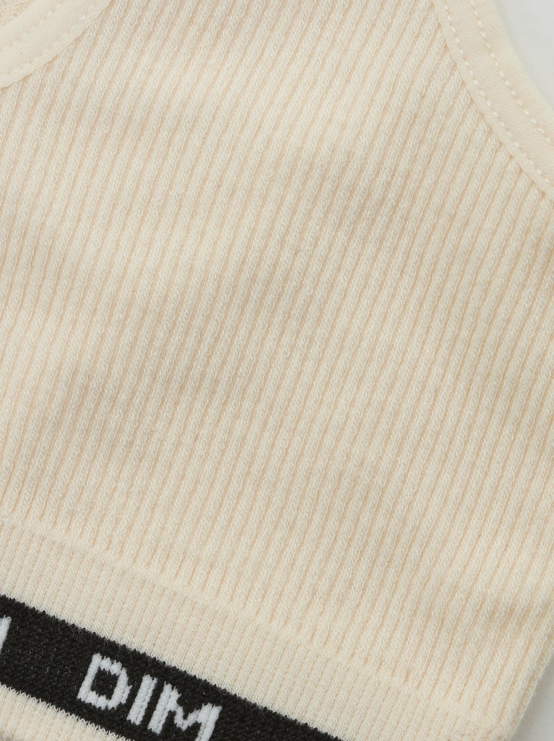 Brassière fille en tissu côtelé Icons Seamless Blanc cassé - Kiabi