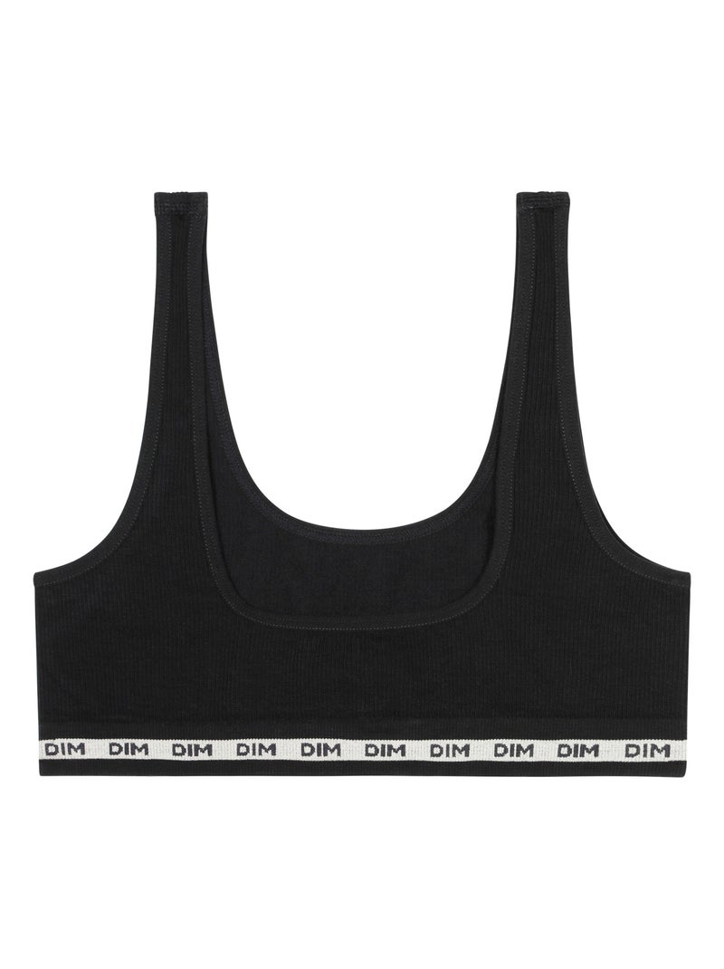 Brassière fille en tissu côtelé Icons Seamless Noir - Kiabi