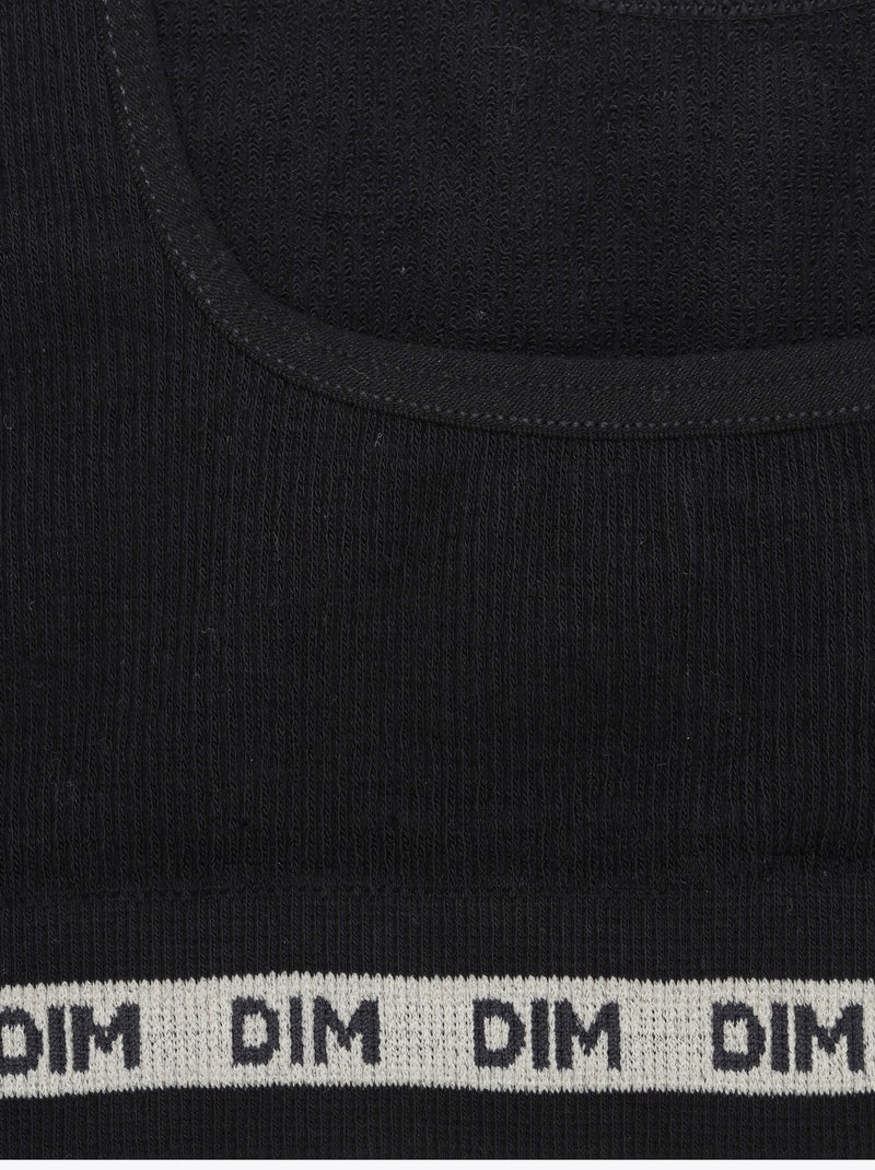 Brassière fille en tissu côtelé Icons Seamless Noir - Kiabi