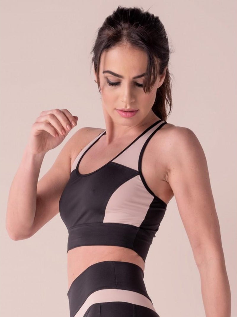 Brassière Fitness Maintien élevé Noire Rose, Bari Noir Noir - Kiabi
