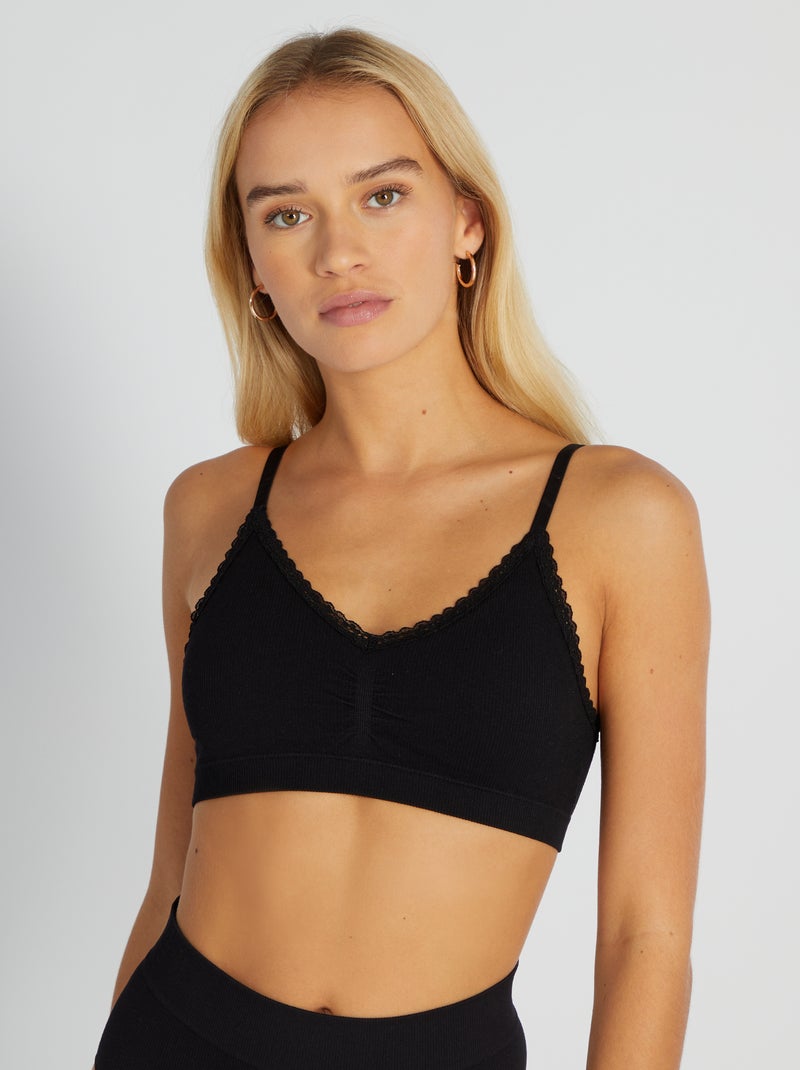 Brassière forme triangle noir - Kiabi