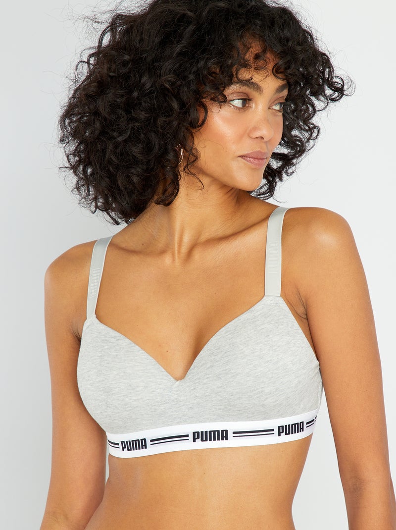 Brassière paddée 'Puma' gris chiné - Kiabi