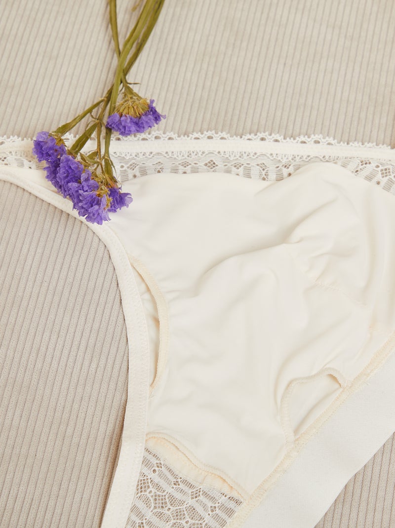 Brassière post-opératoire en dentelle - Octobre Rose Blanc - Kiabi