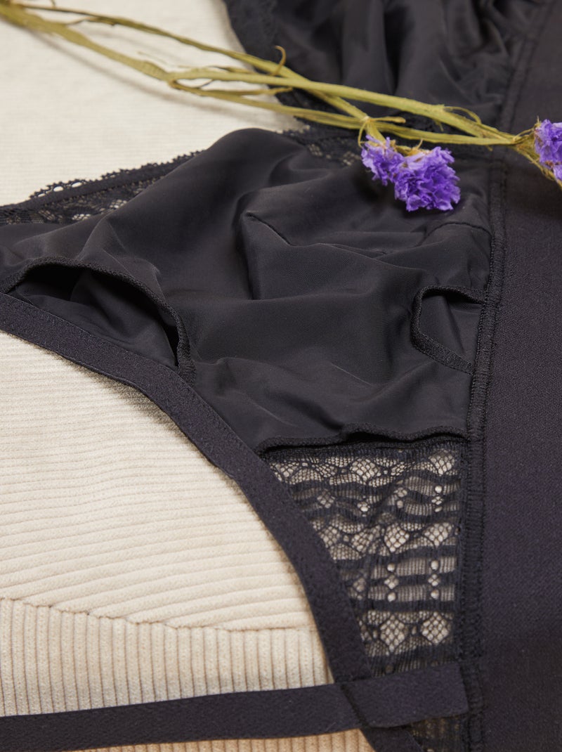 Brassière post-opératoire en dentelle - Octobre Rose noir - Kiabi