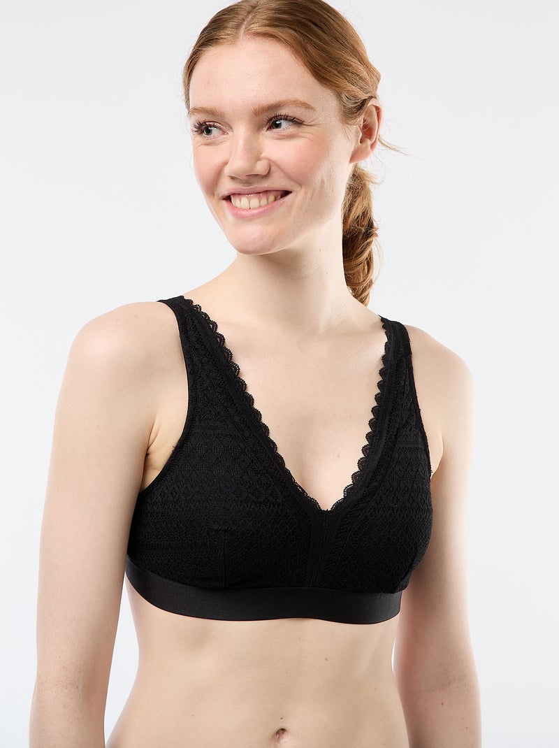 Brassière post-opératoire en dentelle Noir - Kiabi