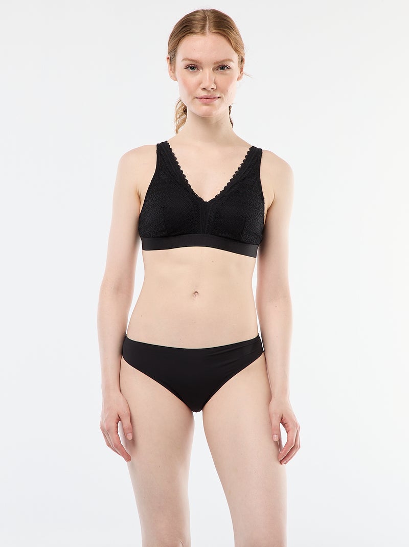 Brassière post-opératoire en dentelle Noir - Kiabi