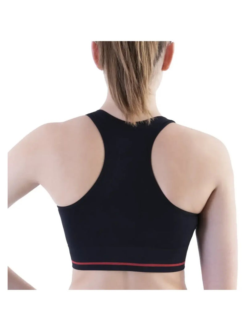 Brassière Running maintien modéré Noir Rouge - Kiabi